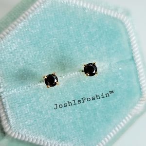 Black Moissanite Gold Stud Earrings